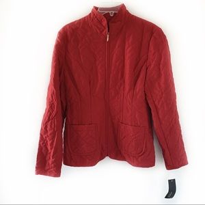 NWT Jones New York Red Quilted Zip Up Jacket Sz 6